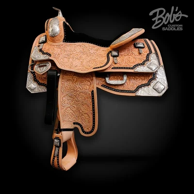 Silver Show Saddle 246 luxury western show saddle with handcrafted silver detailing.